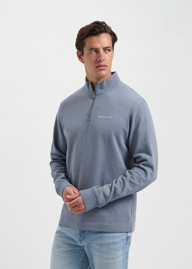 Pull à demi-zip - Gris pierre