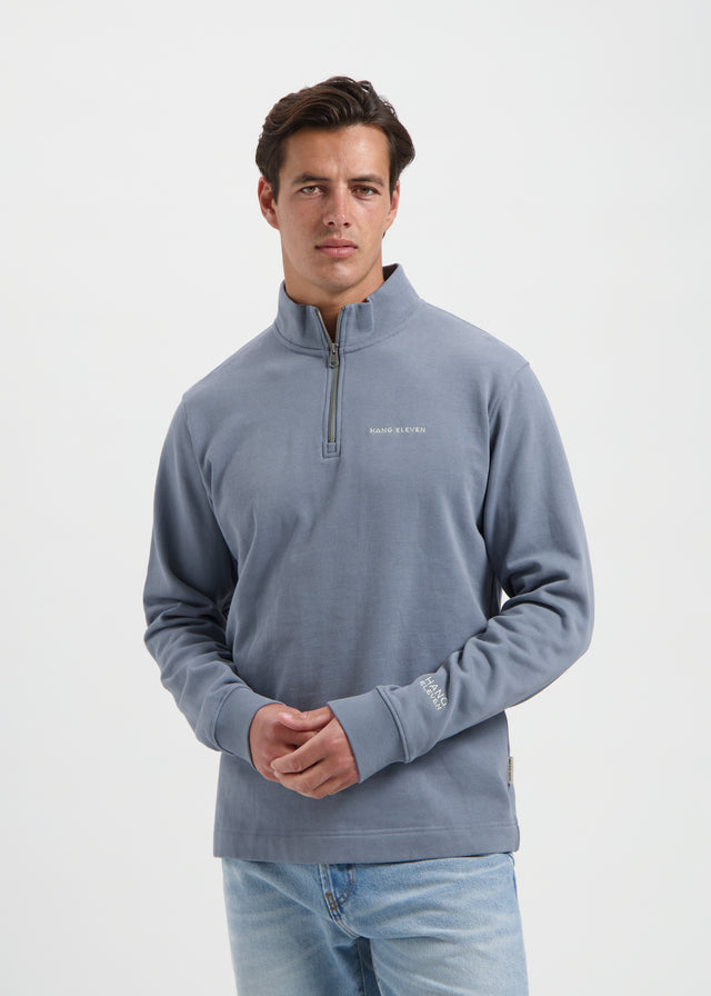 Pull à demi-zip - Gris pierre
