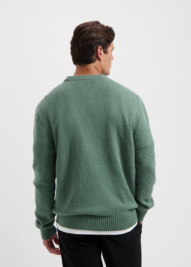 Col rond en tricot de qualité supérieure - Vert ardoise