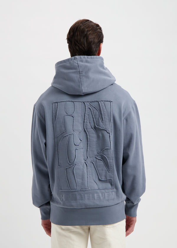 Back Embro Hoodie - Stone Grey