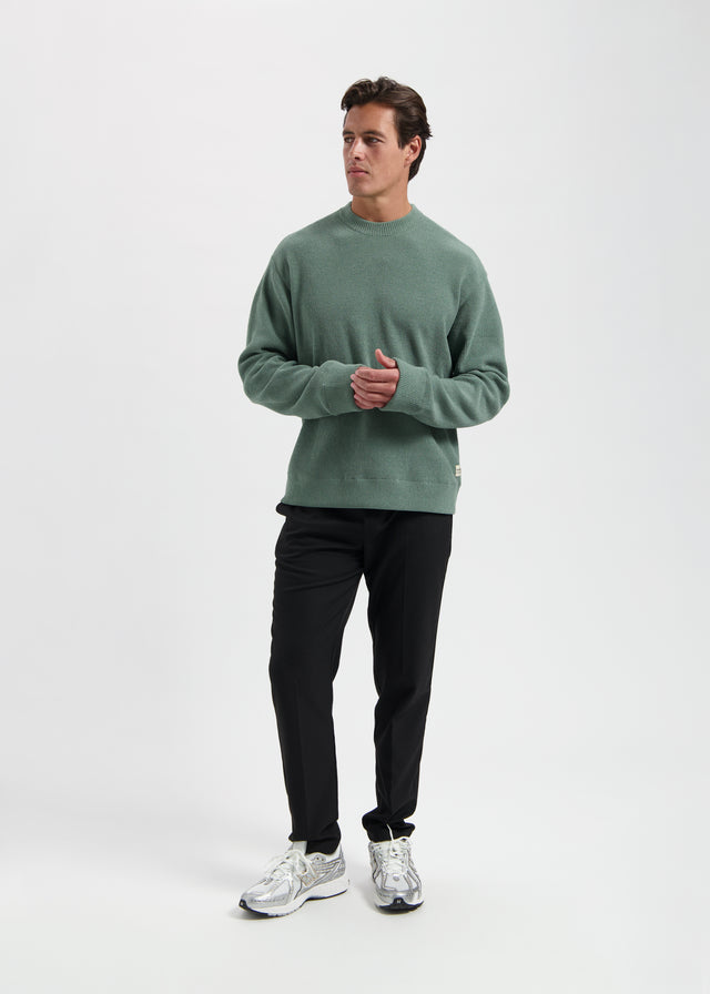 Strickpullover mit Rundhalsausschnitt – Schiefergrün