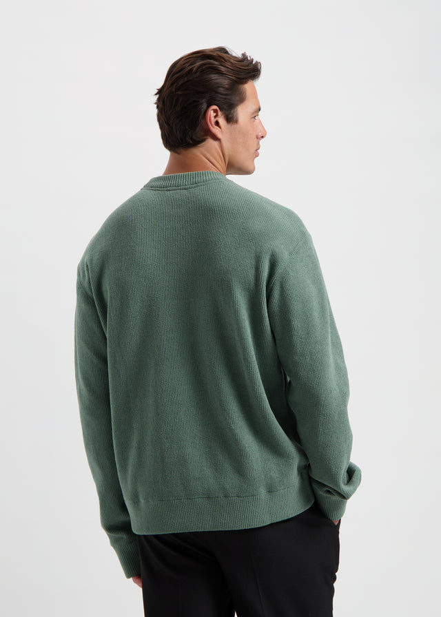 Strickpullover mit Rundhalsausschnitt – Schiefergrün