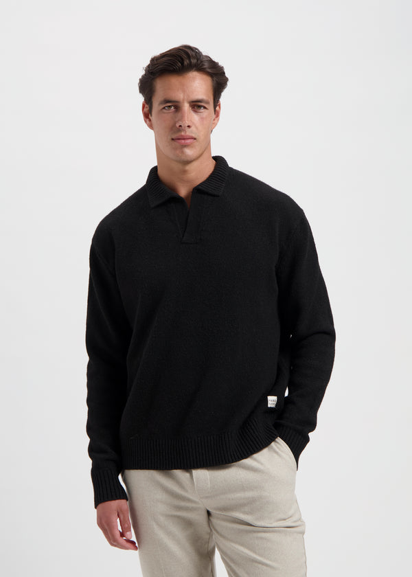 Heavy Knit Polo - Black