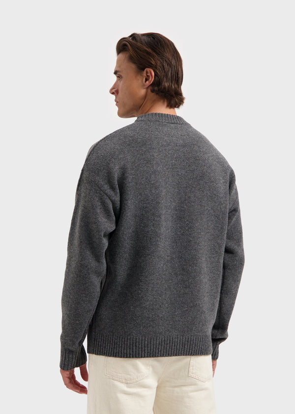 Heavy Knit Crewneck - Stone Grey Melange