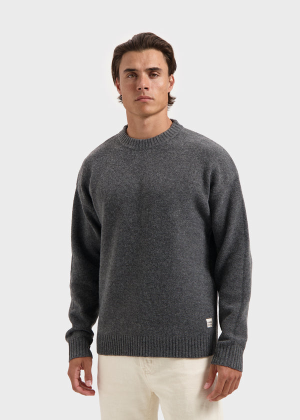 Heavy Knit Crewneck - Stone Grey Melange