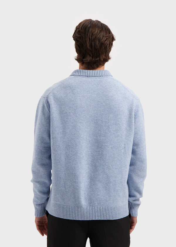 Heavy Knit Polo - Blue Melange