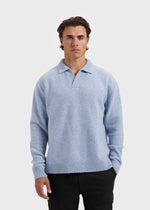 Heavy Knit Polo - Blue Melange