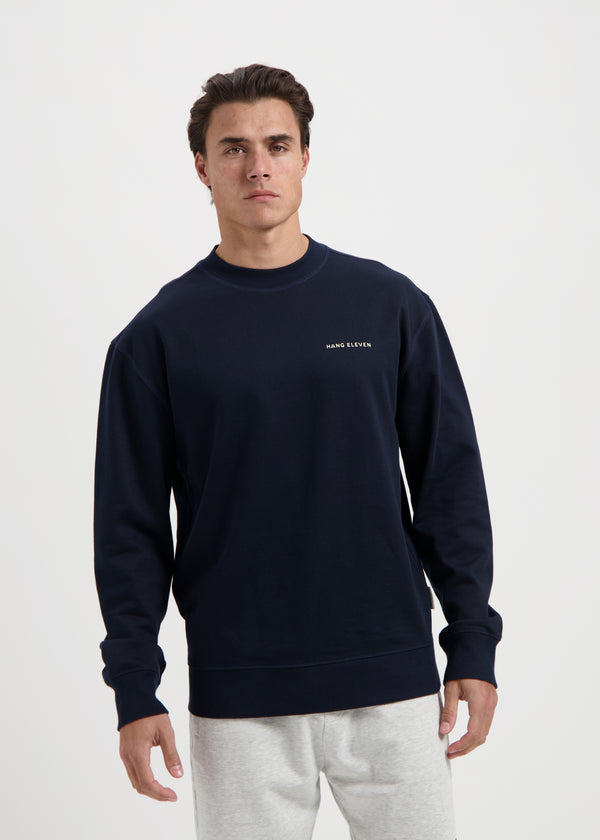 Palm Square Crewneck - Navy Blue