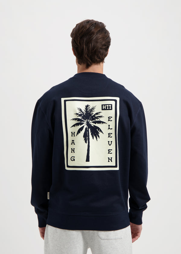 Palm Square Crewneck - Navy Blue