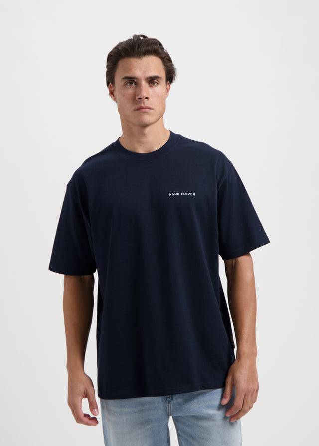 Blumen-T-Shirt – Marineblau