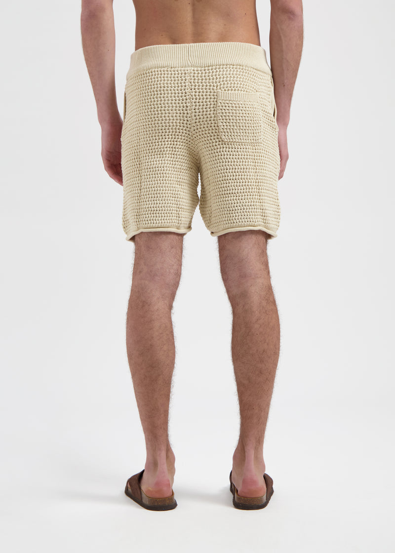 Gehäkelte Strickshorts - Sand