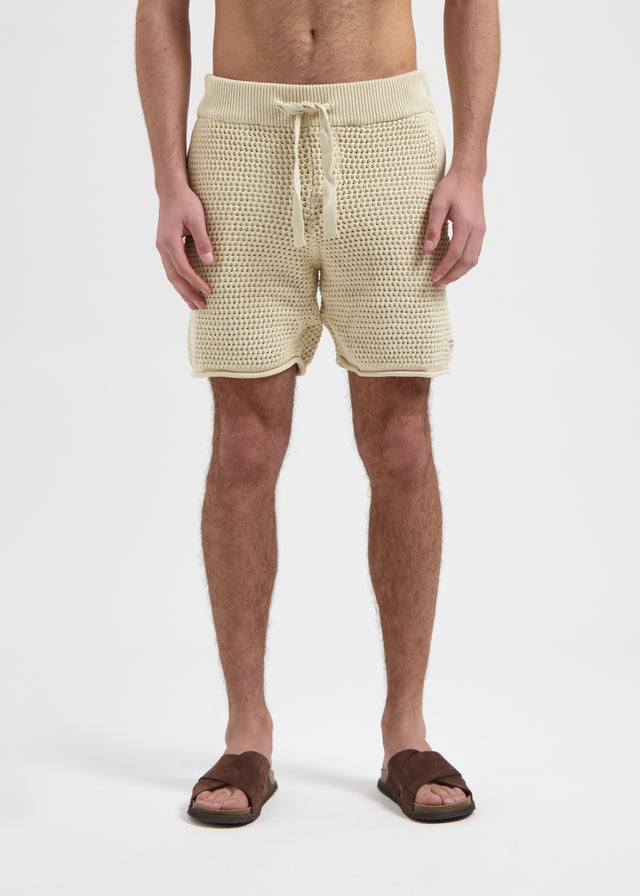 Gehäkelte Strickshorts - Sand