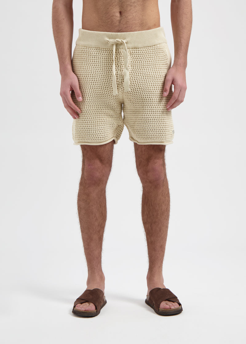 Gehäkelte Strickshorts - Sand