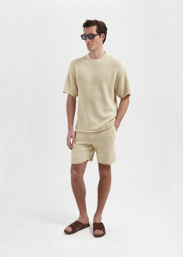 Crochet Knitted Tee - Sand