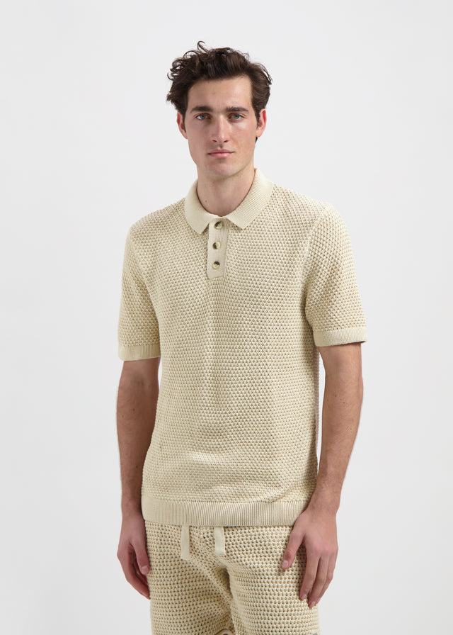 Le polo en tricot crocheté - Sable