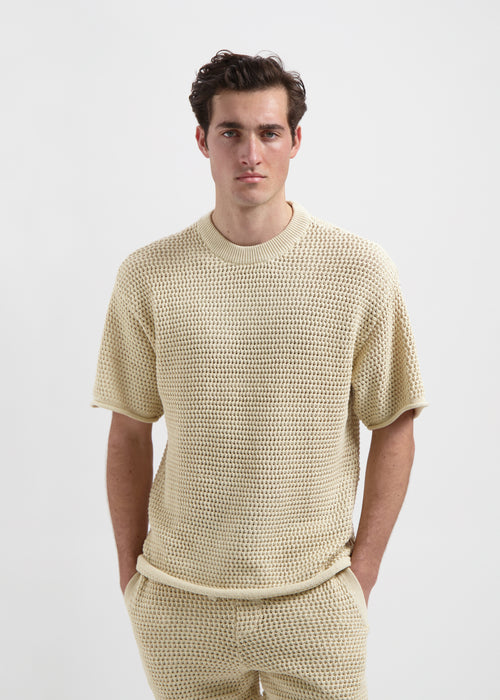 Crochet Knitted Tee - Sand