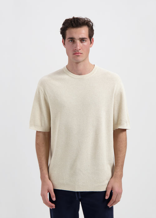 Waffle Knitted Tee - Sand
