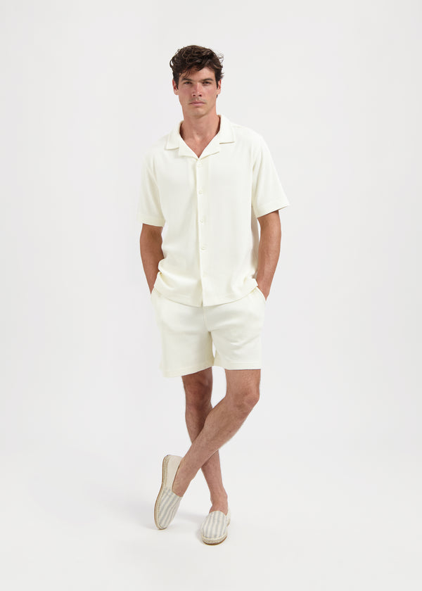 Chemise en tissu gaufré - Blanc sable