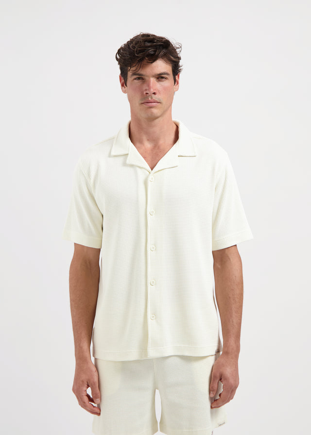 Chemise en tissu gaufré - Blanc sable
