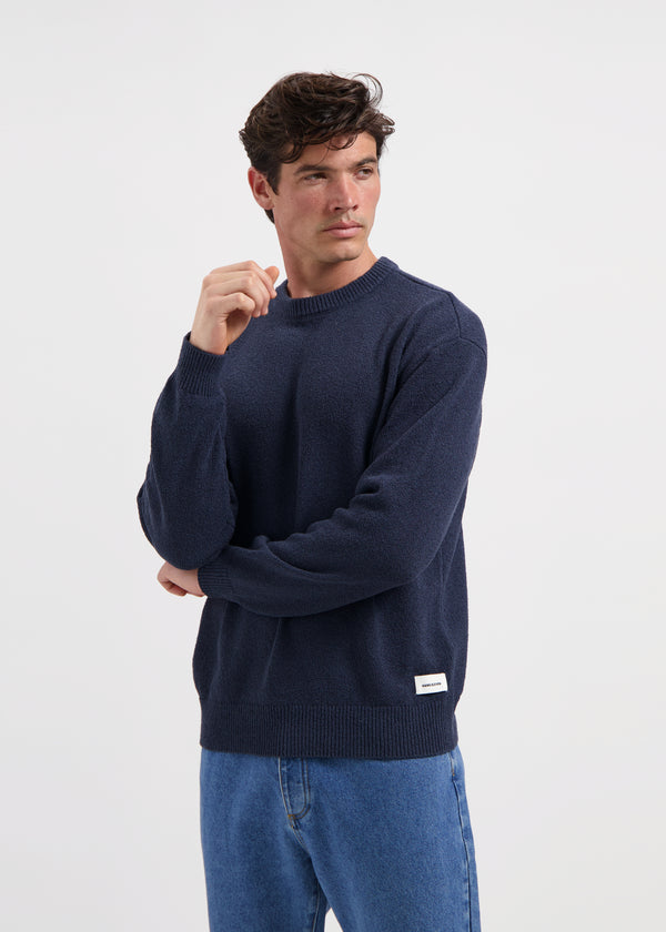 Loop Knit Crewneck - Navy Blue