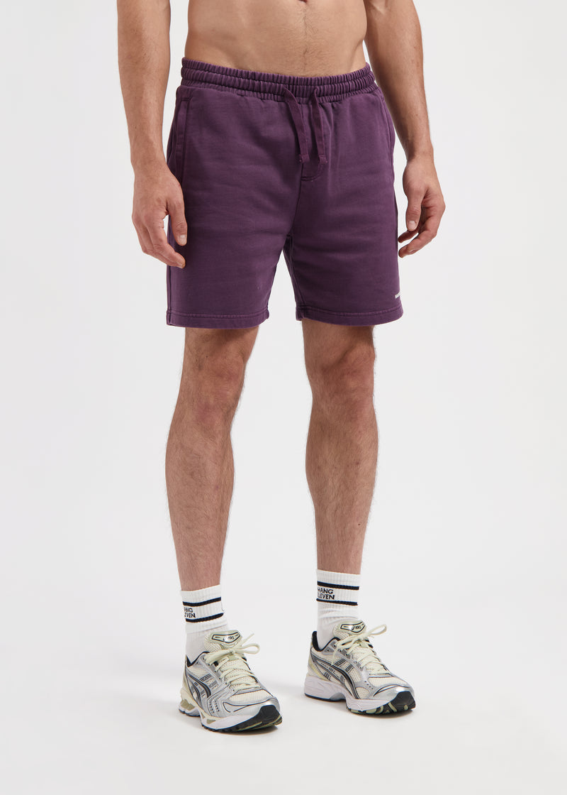 Sweatshorts aus gewaschenem Stoff – Dunkelviolett