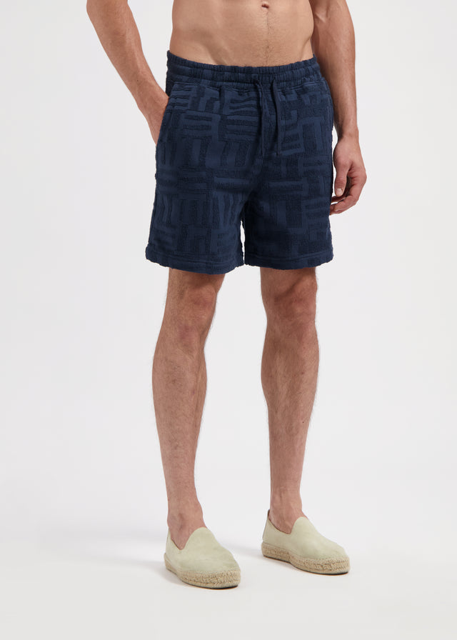 Short en jacquard éponge - Bleu marine