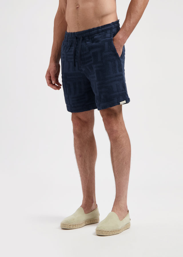 Short en jacquard éponge - Bleu marine