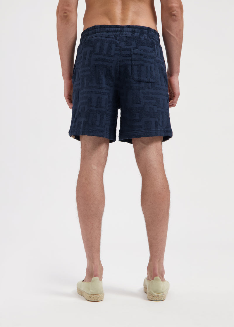 Frottee-Jacquard-Shorts – Marineblau