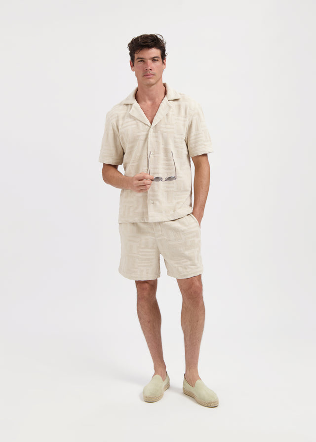 Frottee-Jacquard-Hemd – Sand