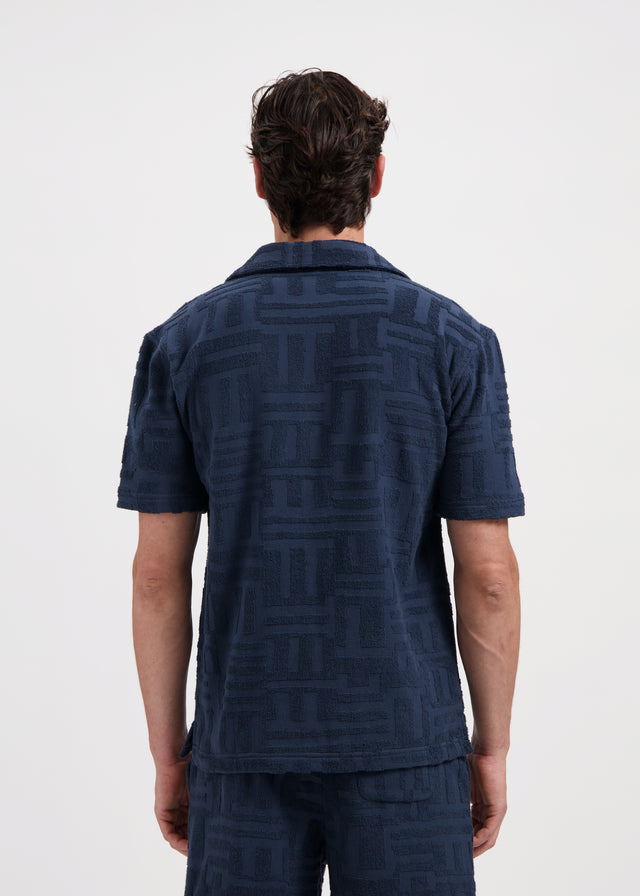 Toweling Jacquard Shirt - Navy Blue