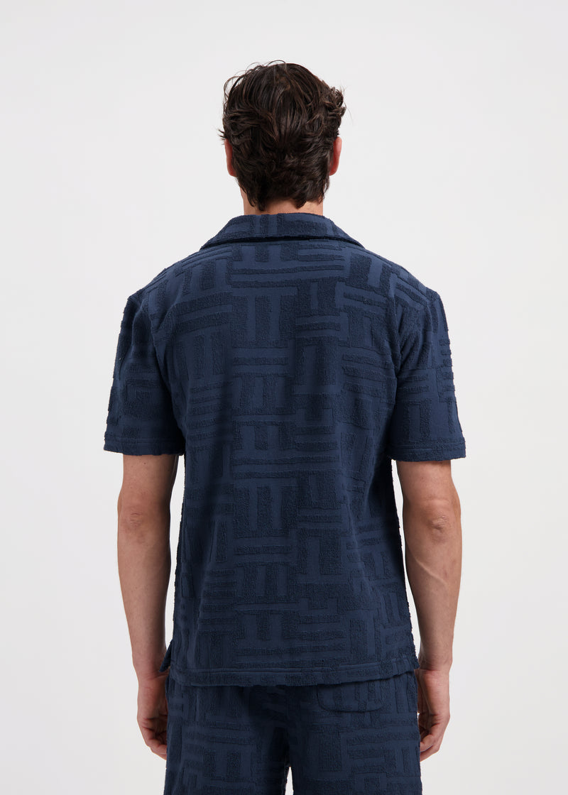 Toweling Jacquard Shirt - Navy Blue
