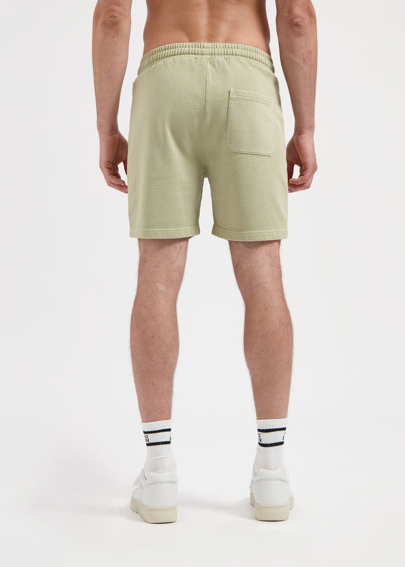 Sweatshorts aus gewaschenem Stoff – Schiefergrün