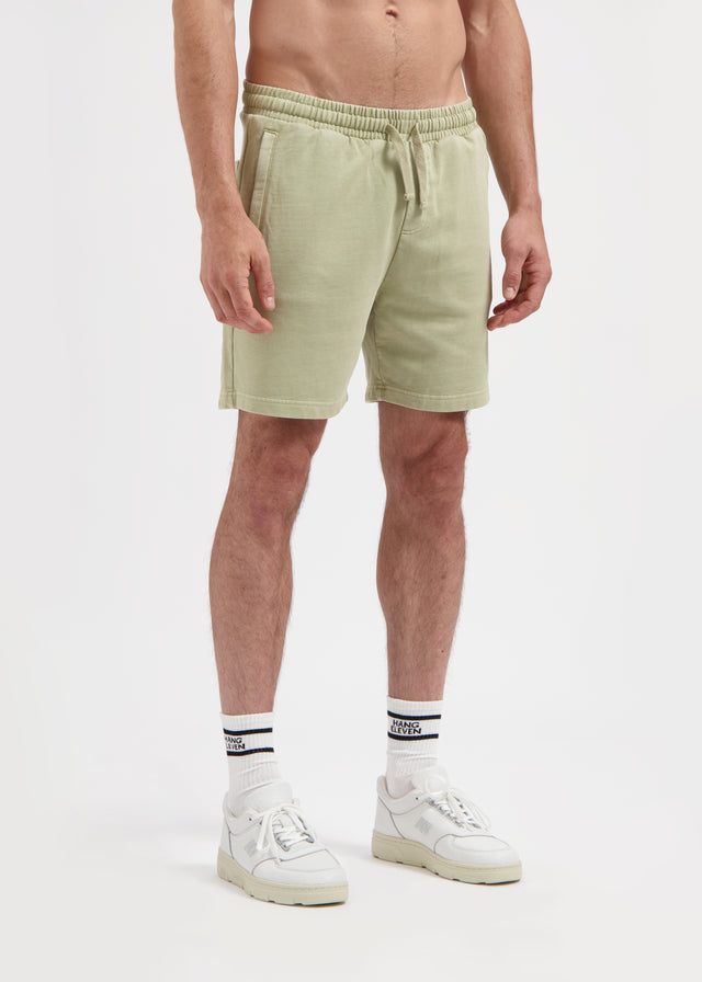 Short en sweat délavé - Vert ardoise