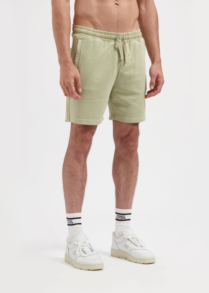 Sweatshorts aus gewaschenem Stoff – Schiefergrün