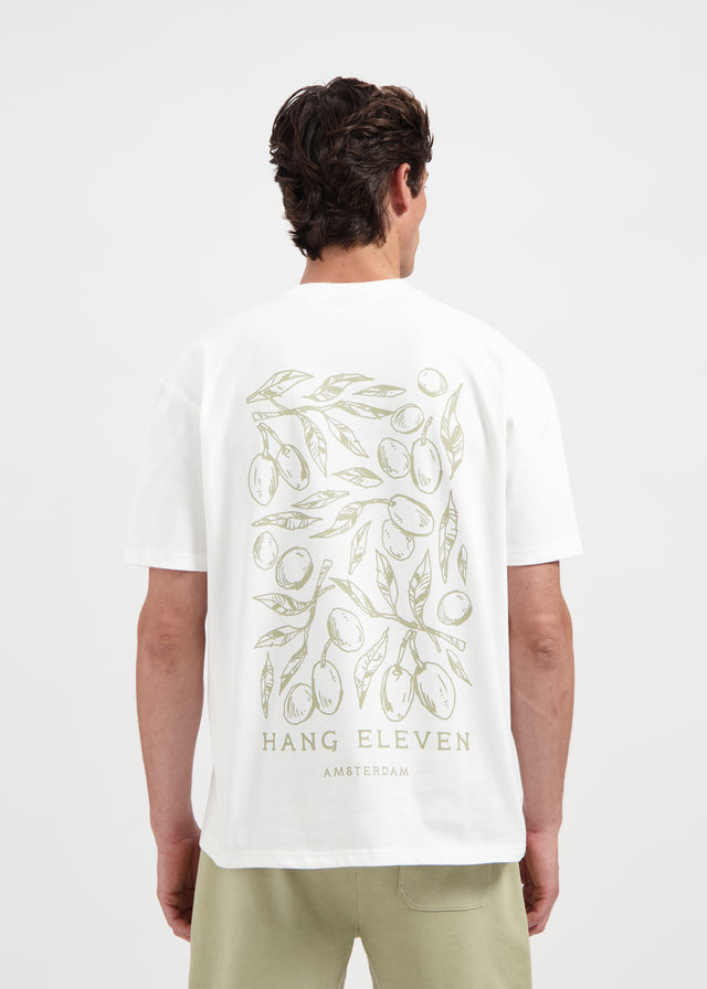 T-shirt Olive - Blanc cassé