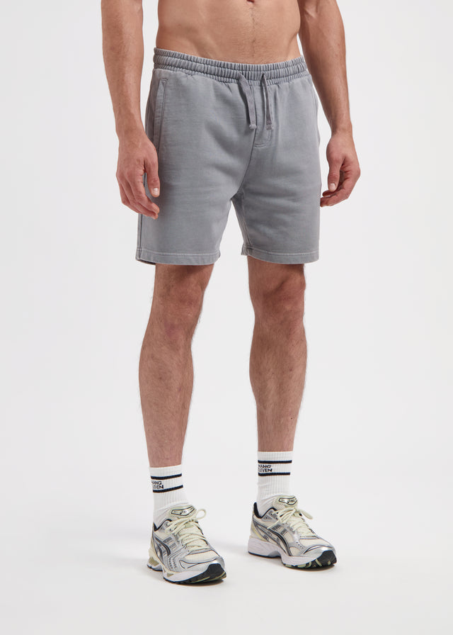 Short en molleton délavé - Gris pierre