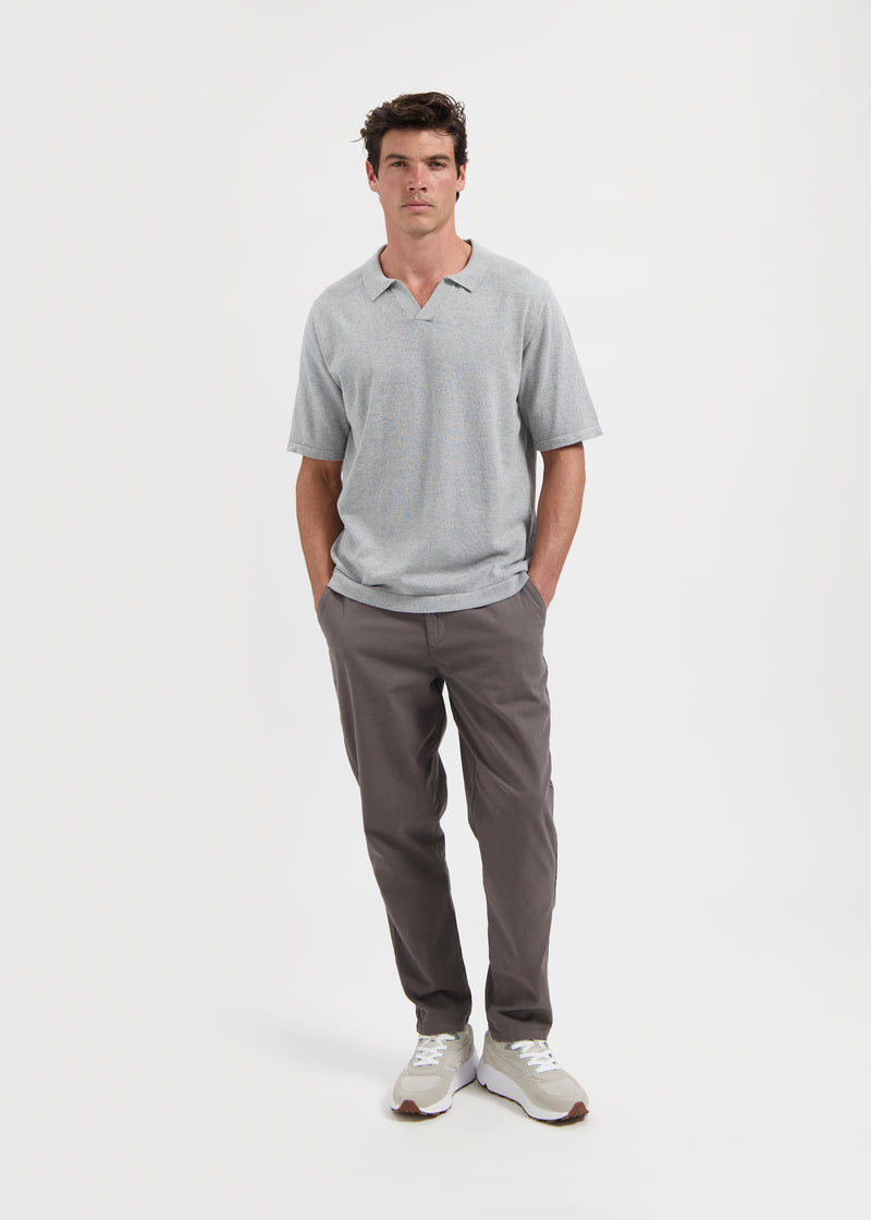 Knitted Polo - Grey Melange