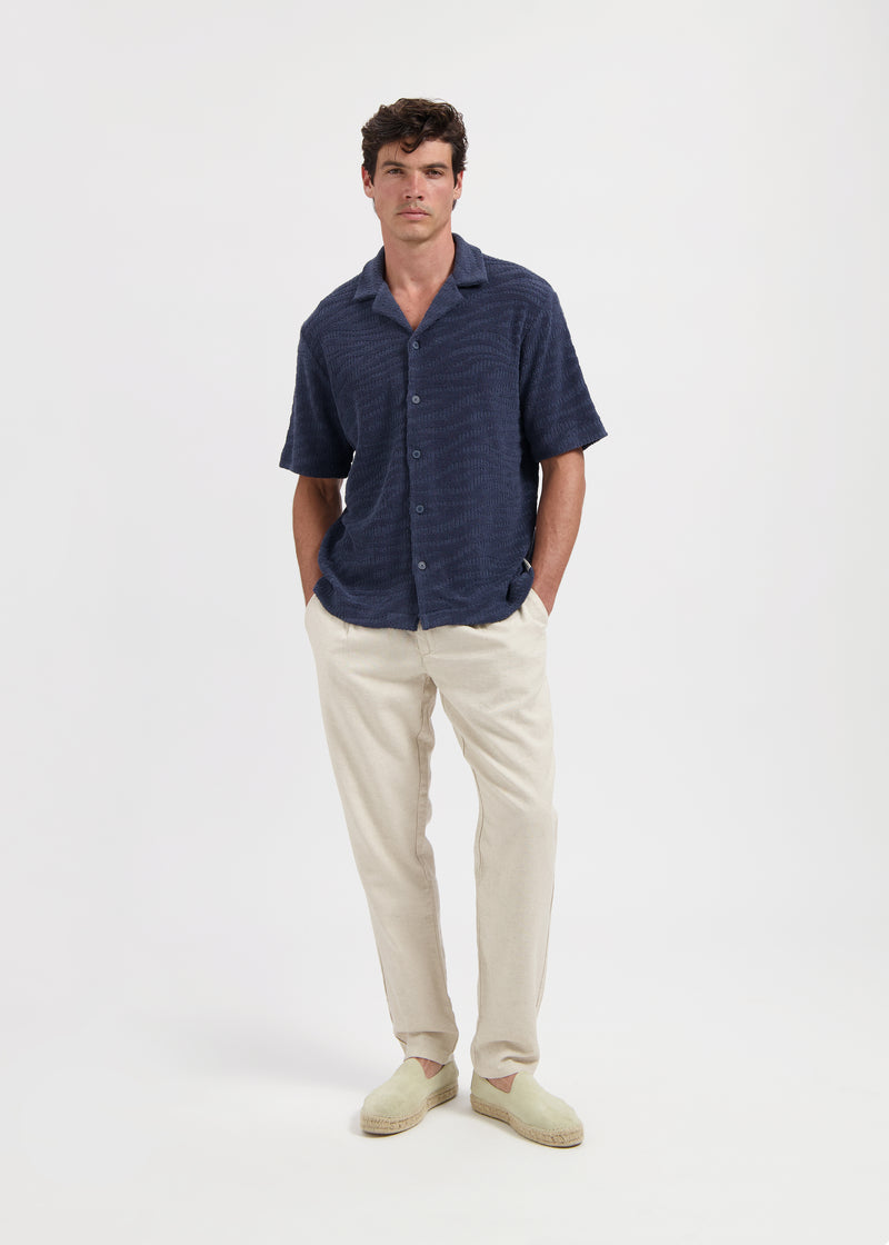 Terry Jacquard Shirt - Navy Blue