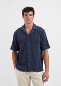 Terry-Jacquard-Hemd – Marineblau