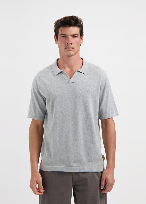 Knitted Polo - Grey Melange