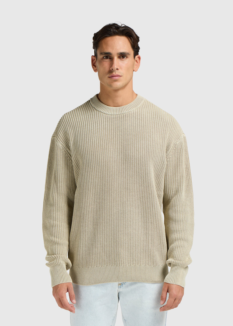 Washed Knit Crewneck - Slate Green