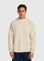Fancy Structure Knit Crewneck - Sand