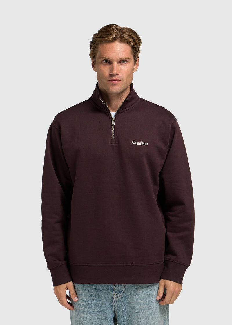 Clean Half Zip Sweater - Chocolate Brown