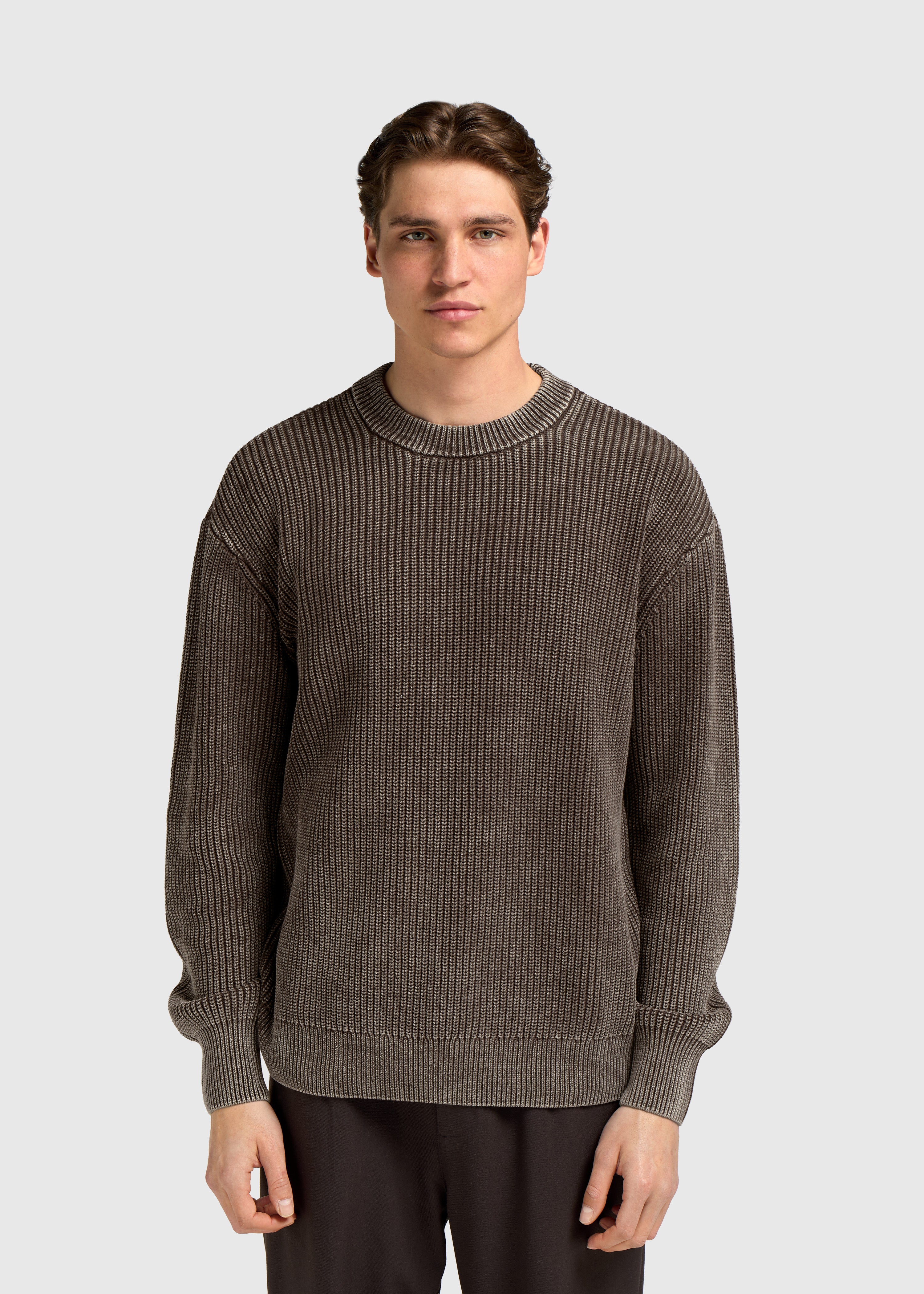 Washed Knit Crewneck - Espresso