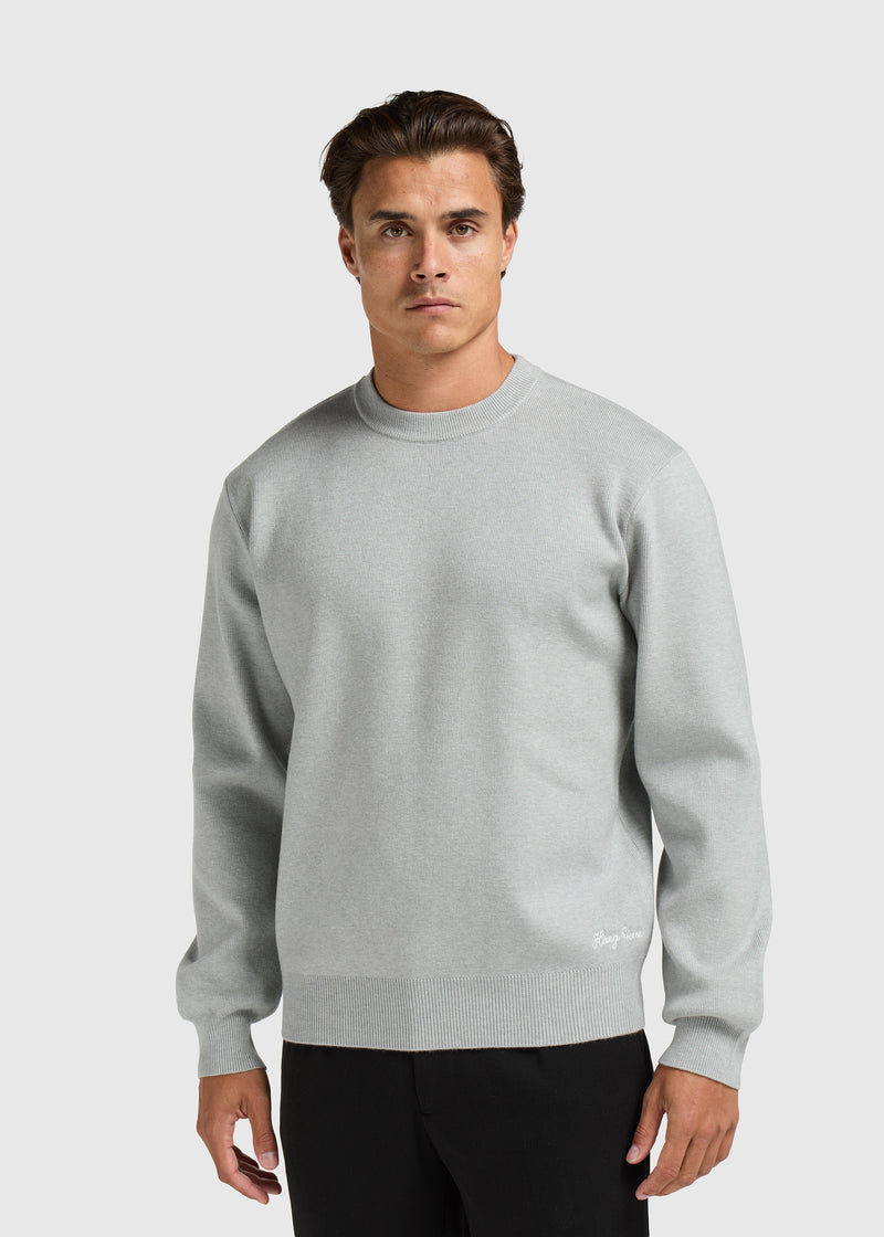 Compact Knit Crewneck - Grey Melee
