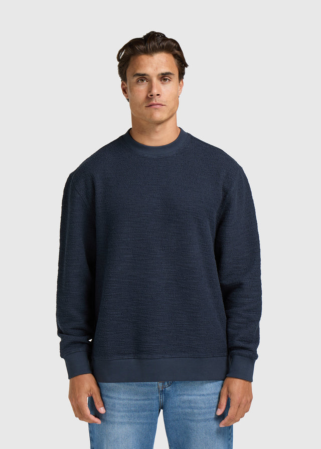 Bouclé-Rundhalsausschnitt – Ombre-Blau