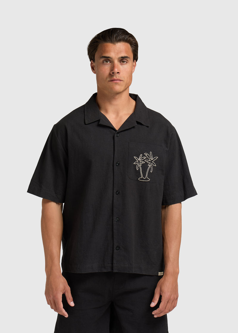 Night Palm Resort Shirt - Off Black