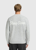 Cozy Brand Knit Crewneck - Grey Melee