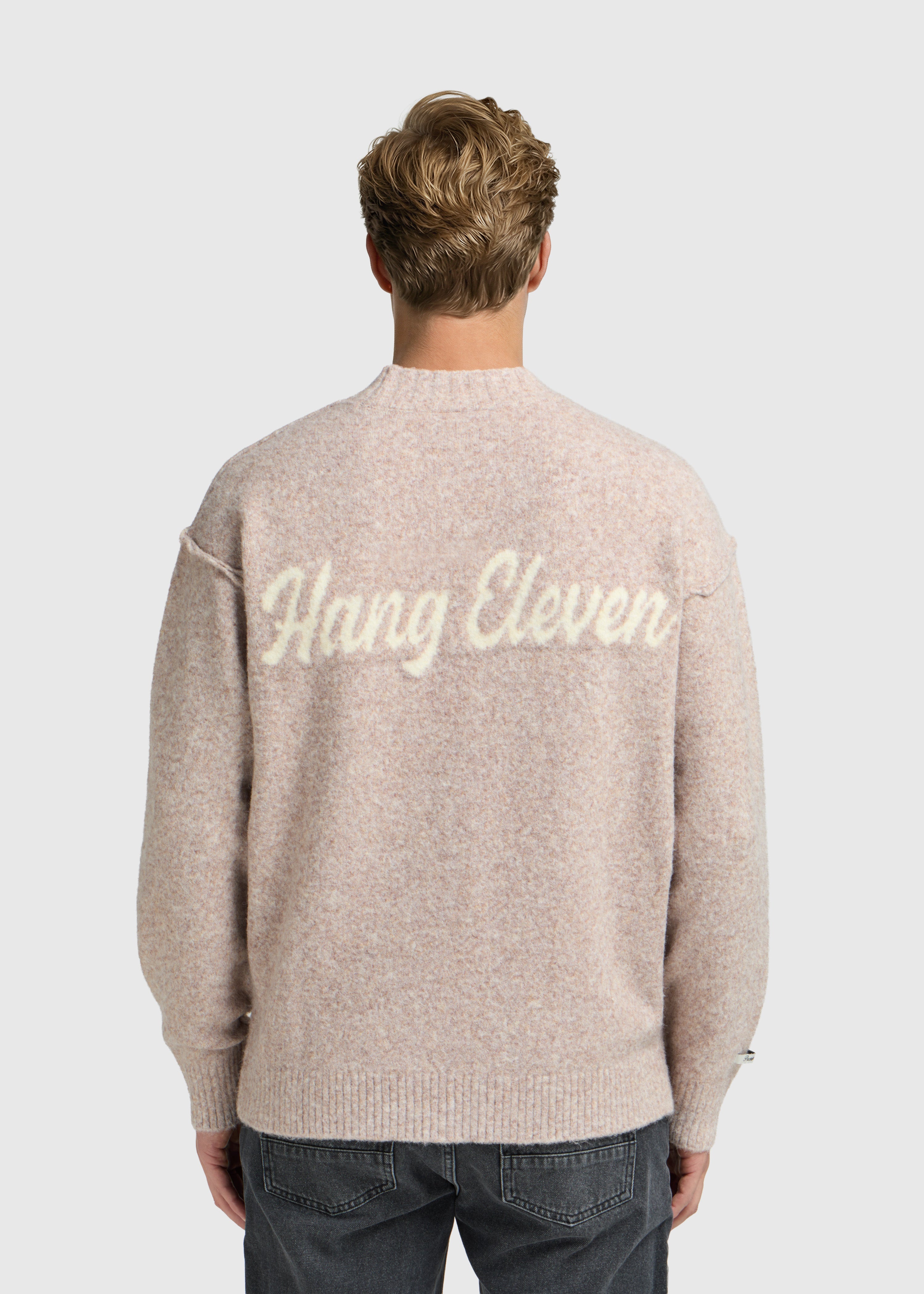 Cozy Brand Knit Crewneck - Taupe