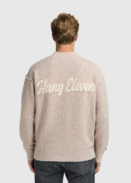 Light Brand Knit Crewneck - Taupe